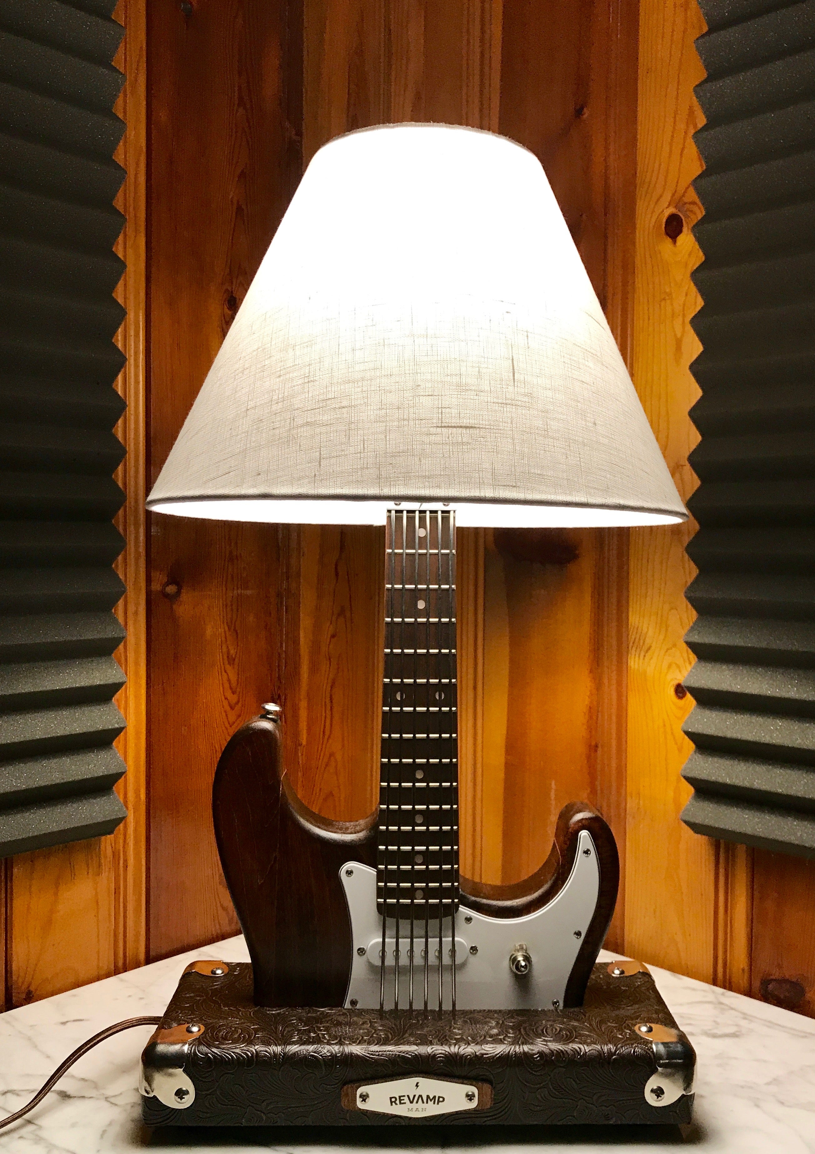 Guitar Lamp - Strat Style Dark Wood Grain #034 of Collection