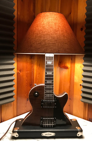 Guitar Lamp -  LP Style Bottoms Up Dark Wood # 043 of Collection