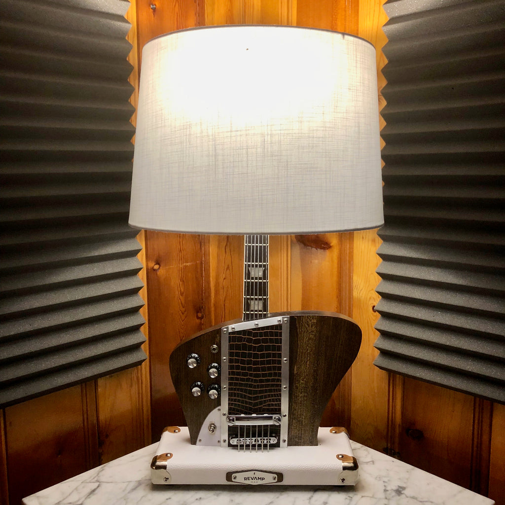 Guitar Lamp-Firebird Style Bottoms Up Dark Wood # 064 of Collection